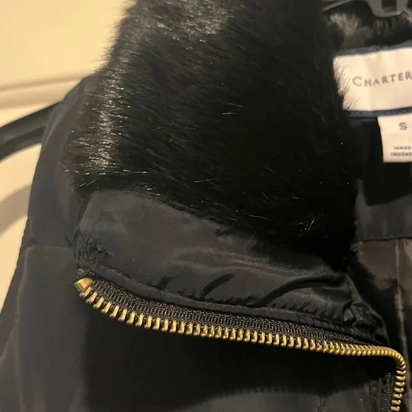 Charter Club Black Vest with Faux Fur Trim size small longline vest below hip - Picture 4 of 6